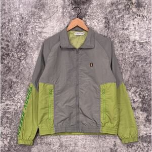 Teddy Fresh Jacket XS Unisex Windbreaker Track Gray Green Color Block Full Zip
